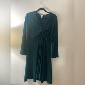 London Times Deep Green Long Sleeve Dress
